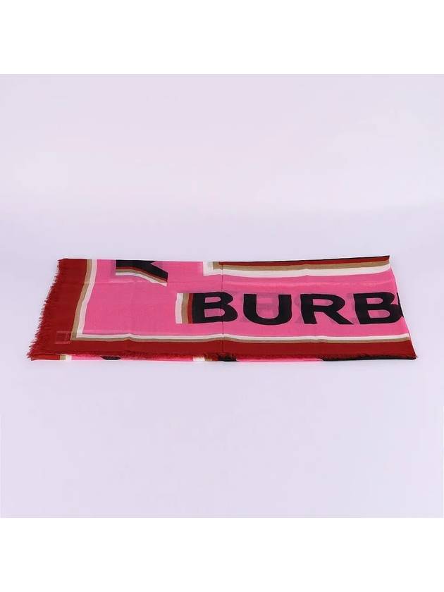 B Box Text Modal Scarf Pink - BURBERRY - BALAAN 6