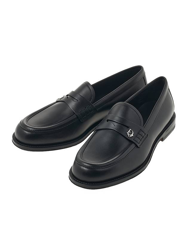 Metal Logo Leather Loafers Black - DIOR - BALAAN 1