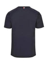 Men's Medium Weight Jersey Tipped Pocket Crewneck Short Short Sleeve T-Shirt Navy - THOM BROWNE - BALAAN 5