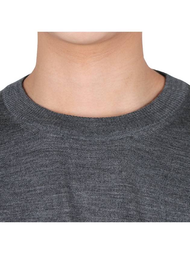 4 Bar Armband Classic Merino Wool Knit Top Medium Grey - THOM BROWNE - BALAAN 6