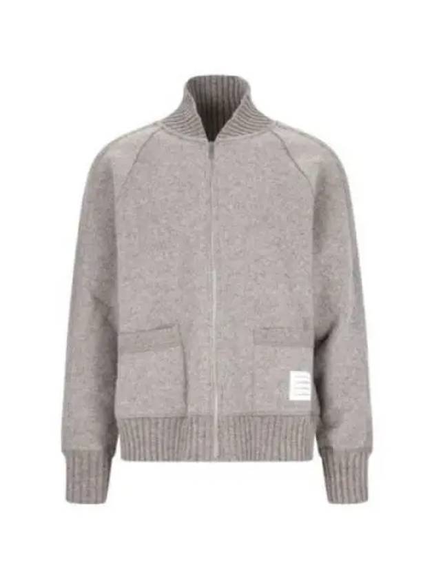 Alpaca Wool Zipper Bomber Jacket Grey - THOM BROWNE - BALAAN 2