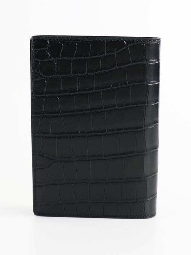 Monogram Crocodile Card Passport Wallet Black - SAINT LAURENT - BALAAN 4