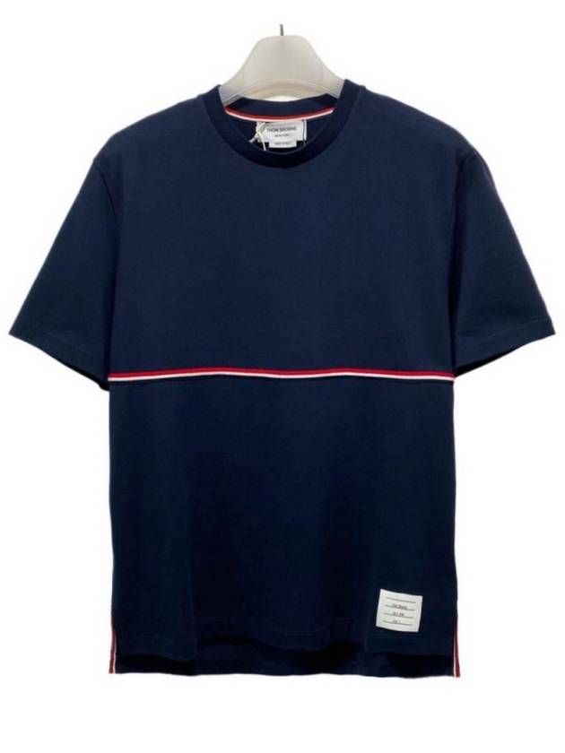 Midweight striped short sleeve MJS221A - THOM BROWNE - BALAAN 1