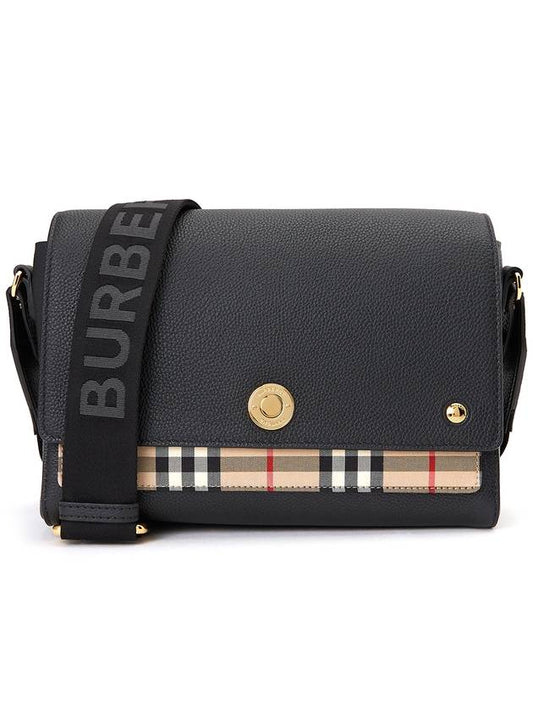 Leather and Vintage Check Note Crossbody Bag Black - BURBERRY - BALAAN 2