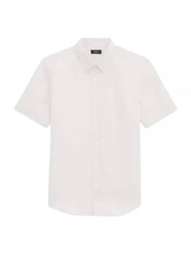 24 Irving Short Sleeve Shirt in Relaxed Linen N0373502 100 - THEORY - BALAAN 1