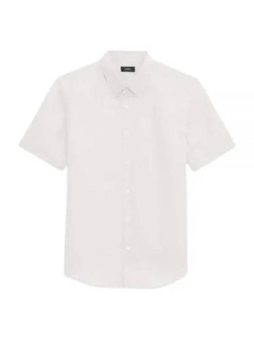 24 Irving Short Sleeve Shirt in Relaxed Linen N0373502 100 - THEORY - BALAAN 1