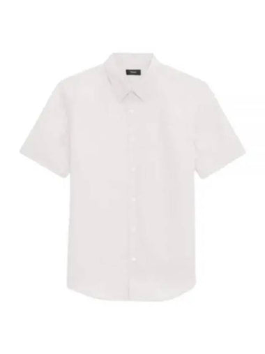 24 Irving Short Sleeve Shirt in Relaxed Linen N0373502 100 - THEORY - BALAAN 1