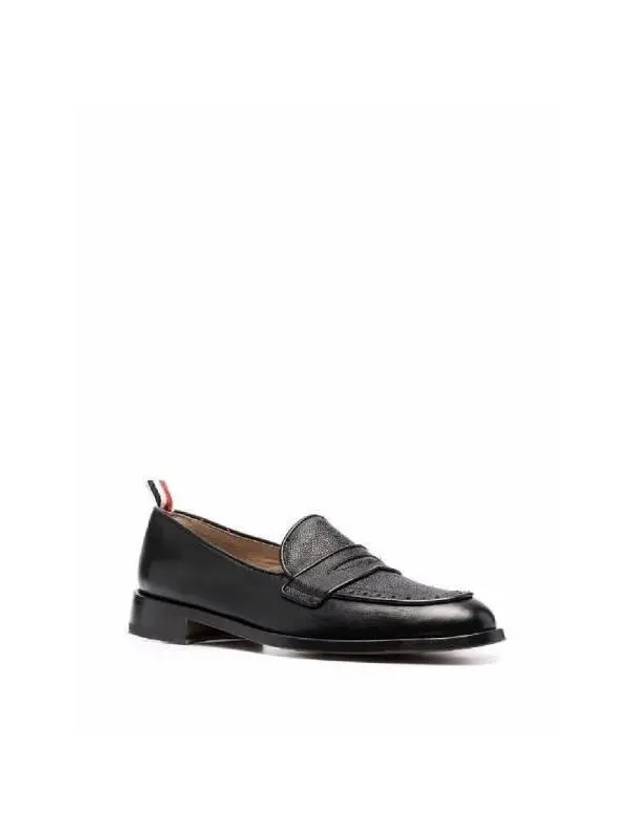 Men's Vitello Flexible Leather Sole Soft Penny Loafer Black - THOM BROWNE - BALAAN 3