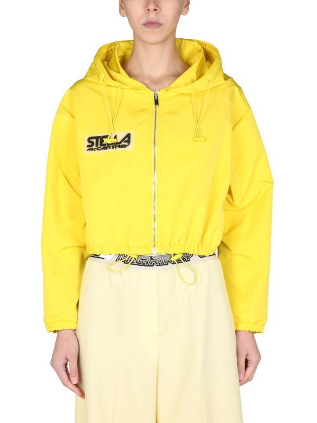 Logo Recycled Crop Hooded Jacket Yellow - STELLA MCCARTNEY - BALAAN 2