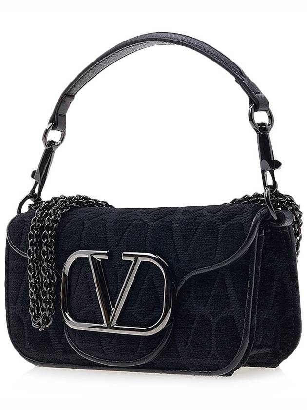 Toile Iconographe V Logo Cotton Shoulder Bag Black - VALENTINO - BALAAN 3