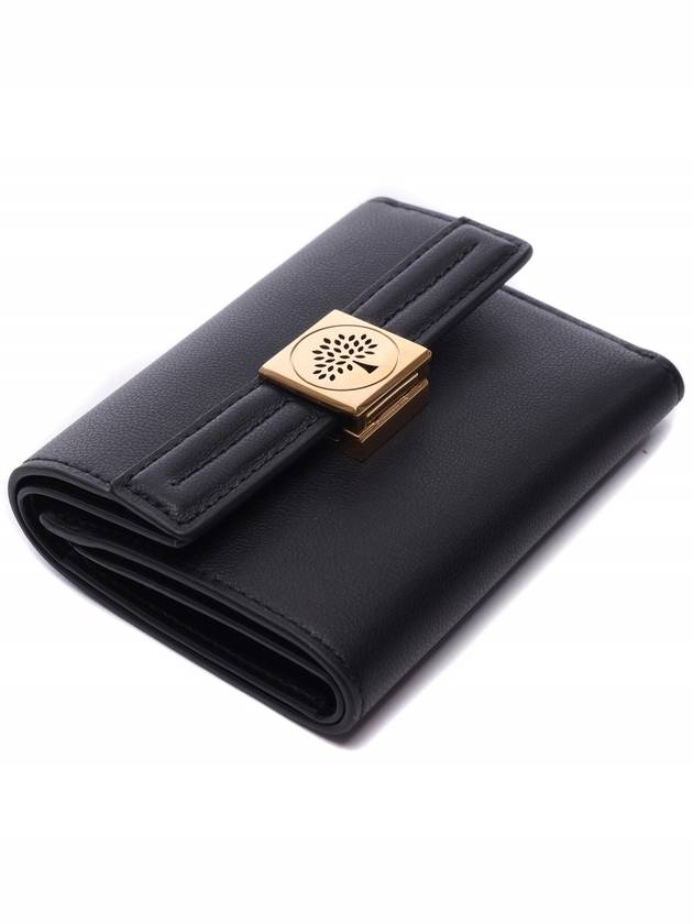 Tree Logo Tri-fold Leather Half Wallet Black - MULBERRY - BALAAN 6