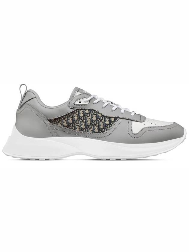 B25 Runner Smooth Calfskin Oblique Jacquard Low Top Sneakers White Grey - DIOR - BALAAN 1