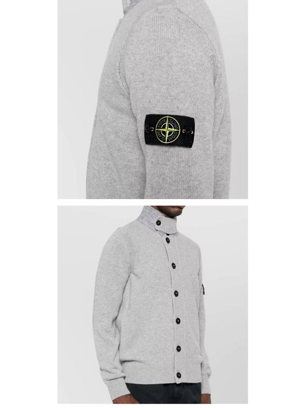 Wappen High Neck Button Up Wool Cardigan Melange Grey - STONE ISLAND - BALAAN 6