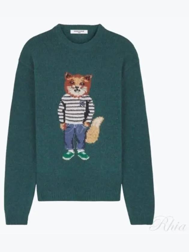 Dressed Fox Intarsia Knit Top Pine - MAISON KITSUNE - BALAAN 2