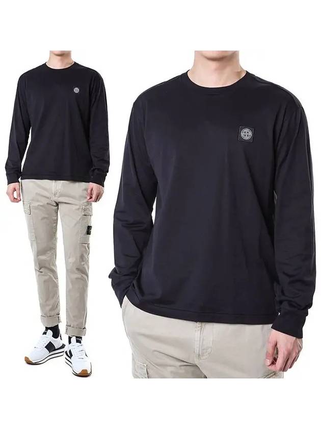 Chest Patch Long Sleeve T-Shirt Black - STONE ISLAND - BALAAN 2