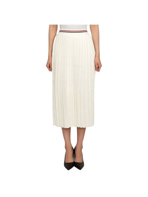 Women's Long Pleated Skirt FKK112A Y3010 100 - THOM BROWNE - BALAAN.
