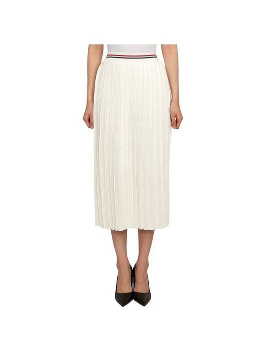 Cotton Stripe Pleated Skirt White - THOM BROWNE - BALAAN 1