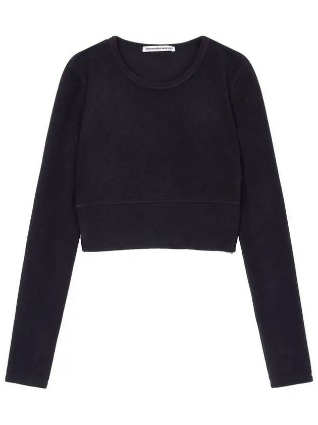 t Cropped Crew Neck Fleece Top Black - ALEXANDER WANG - BALAAN 1