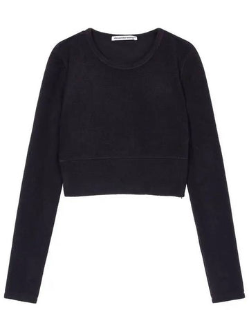 t Cropped Crew Neck Fleece Top Black - ALEXANDER WANG - BALAAN 1