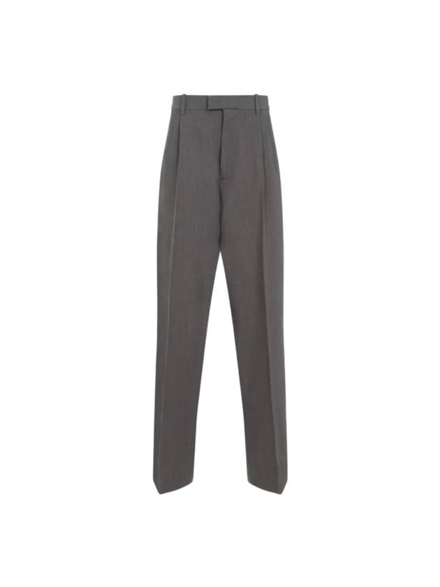 Pleated Straight Pants Grey Melange - BOTTEGA VENETA - BALAAN 1