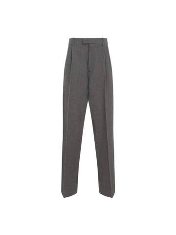 Pleated Straight Pants Grey Melange - BOTTEGA VENETA - BALAAN 1