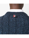 Donegal Twist Cable 4-Bar Classic Crewneck Knit Top Blue - THOM BROWNE - BALAAN 5