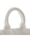 Raffia Effect Crochet Fabric Tote Bag White - MIU MIU - BALAAN 8