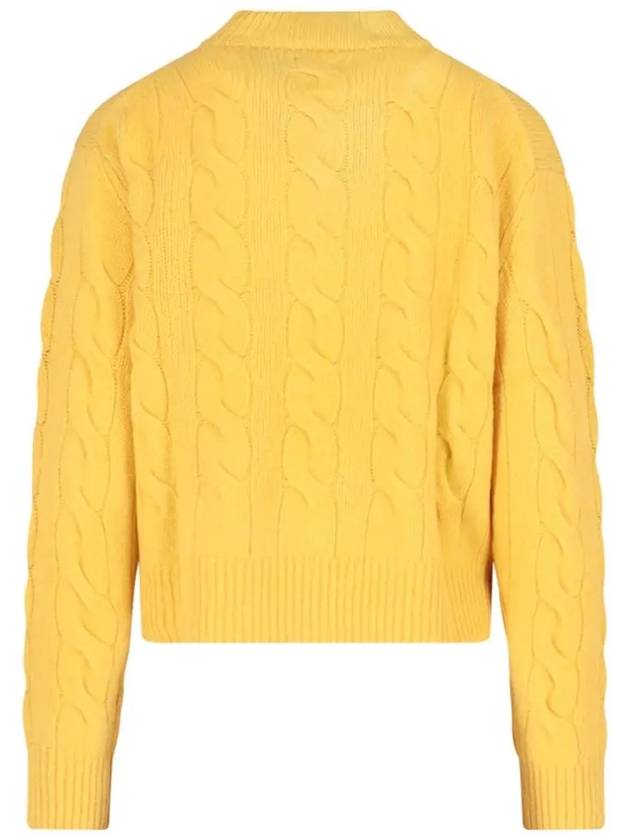 Pony Embroidery Cable Mock Neck Knit Top Yellow - POLO RALPH LAUREN - BALAAN.