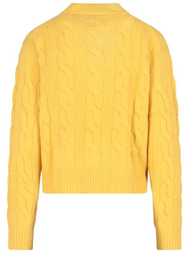 Embroidery Pony Cable Mock Neck Knit Top Yellow - POLO RALPH LAUREN - BALAAN 4