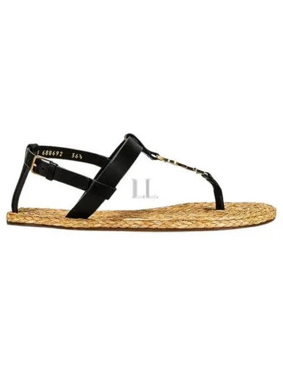 Cassandra Monogram Sandals Black - SAINT LAURENT - BALAAN 2