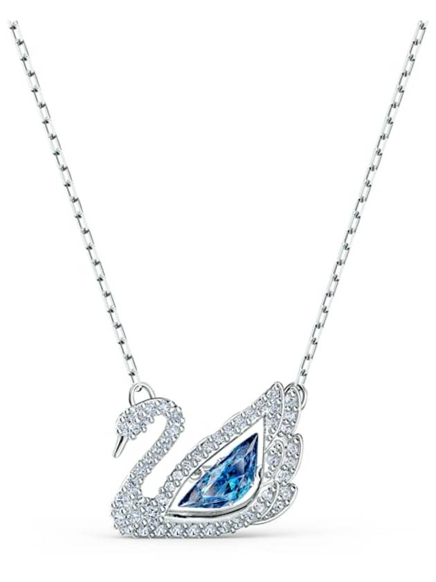 Women's Dancing Swan Rhodium Plated Necklace Blue - SWAROVSKI - BALAAN 2