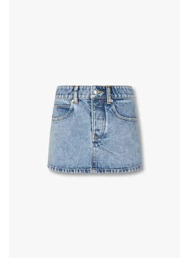 Clear Beaded Denim Skirt Indigo - ALEXANDER WANG - BALAAN 1