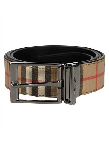 Vintage Check Reversible Leather Belt Beige - BURBERRY - BALAAN.
