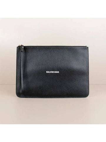 Logo grain leather strap clutch large black 655604 1IZIM 1090 - BALENCIAGA - BALAAN 1