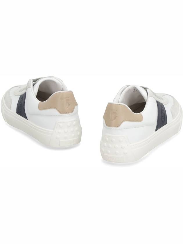 Leather Suede Low Top Sneakers White Navy - TOD'S - BALAAN 5