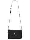 Cassandre Envelope Strap Leather Cross Bag Black - SAINT LAURENT - BALAAN 3