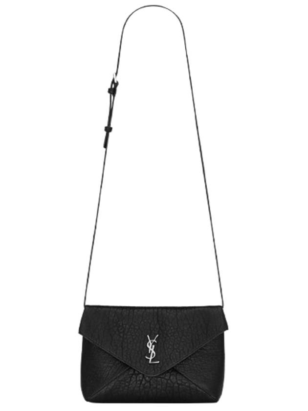 Cassandre Envelope Strap Leather Cross Bag Black - SAINT LAURENT - BALAAN 3