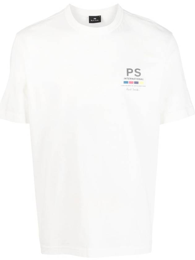 PS International Cotton Short Sleeve T-Shirt Ivory - PAUL SMITH - BALAAN 1