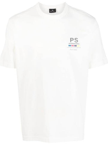 PS International Cotton Short Sleeve T-Shirt Ivory - PAUL SMITH - BALAAN 1