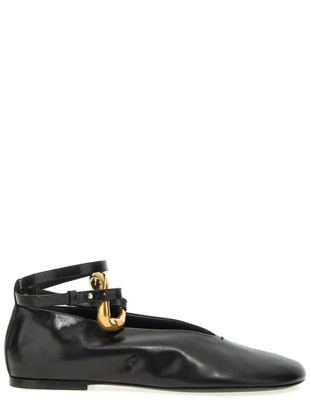 Ankle Strap Leather Ballerina Flats Black - JIL SANDER - BALAAN 2