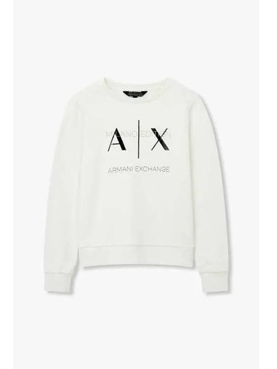 Women s Taping Logo Crew Neck Sweatshirt White - ARMANI EXCHANGE - BALAAN 1