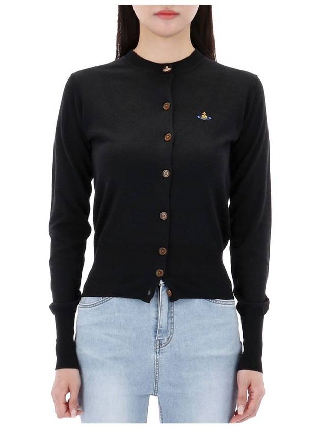 Bea Embroidered Logo Cardigan Black - VIVIENNE WESTWOOD - BALAAN 2