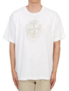 Men's Logo Print Crew Neck Short Sleeve T-Shirt White - STONE ISLAND - BALAAN 2