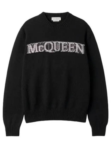 Logo embroidered knit black - ALEXANDER MCQUEEN - BALAAN 1