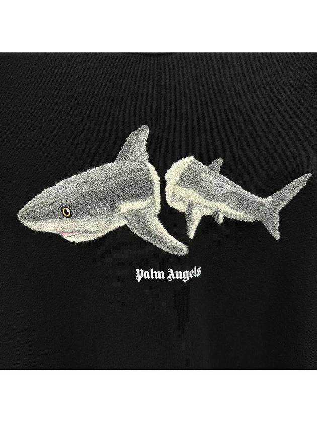 Shark Graphic Print Cotton Sweatshirt Black - PALM ANGELS - BALAAN 4