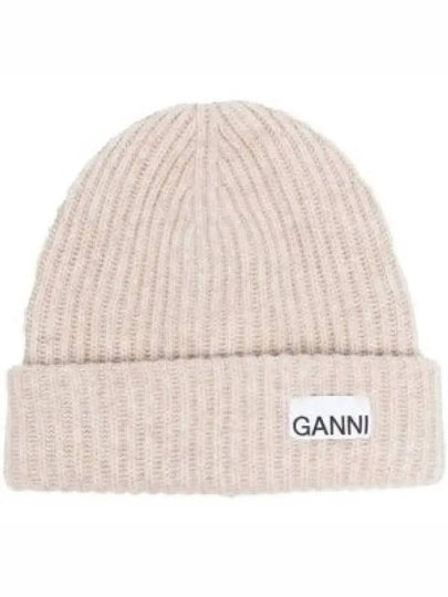 Logo Patch Knit Beanie Sand - GANNI - BALAAN 2