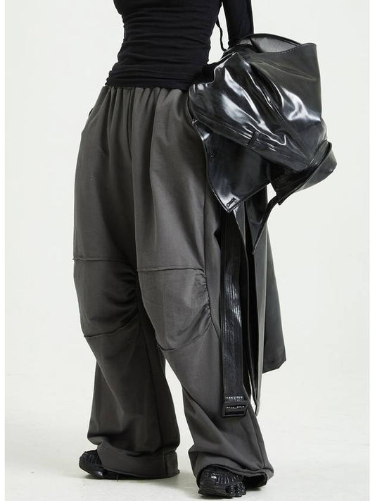 Shirring Wide Pants Charcoal - RAWMANTICS - BALAAN 2