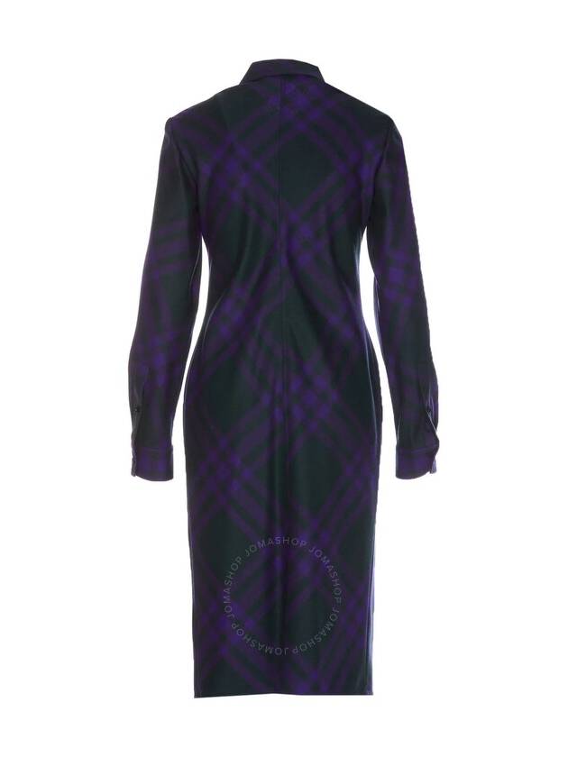 Check Wool Shirt Midi Dress Purple - BURBERRY - BALAAN 3