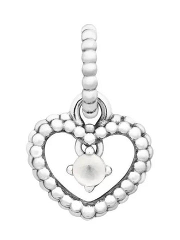 Milky White Beaded Heart Dangle Charm Silver - PANDORA - BALAAN 1