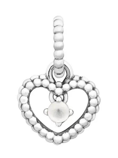 Milky Beaded Heart Dangle Bracelet Charm White Silver - PANDORA - BALAAN 1